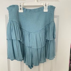 carolina blue flowy mini boutique skirt